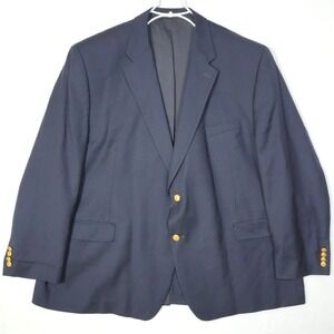 Lauren Ralph Lauren NAVY Blazer Men's 52R Blue Gold Buttons Suit Jacket Wool